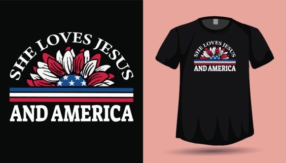 4th July Girls USA Christian T-Shirt Designs