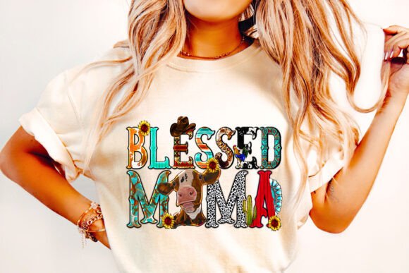 Blessed Mama PNG: Christian Mama PNG T-Shirt Designs