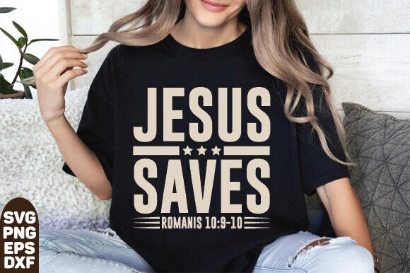 Jesus Saves SVG: Checkered Romans 10:9 T-Shirt Designs