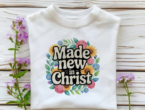 Made New in Christ PNG, Christian Floral T-Shirt Designs