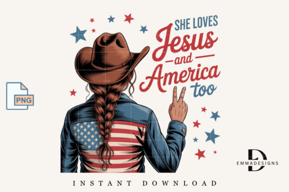 She Loves Jesus America Too PNG T-Shirt Designs