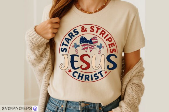 Stars Stripes and Jesus Christ SVG PNG for T-Shirt Designs